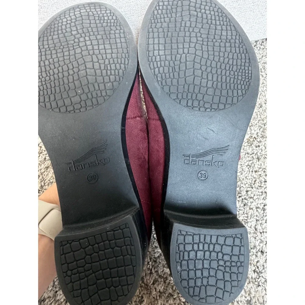 Dansko Fawna Wine Burgundy Leather Mary Jane Block Heel Pumps Womens 39